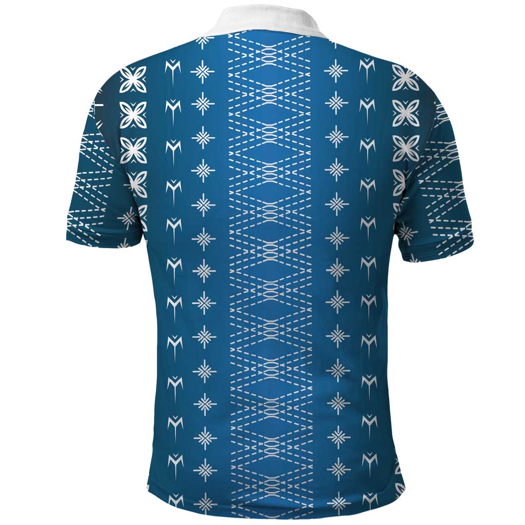 Blue Samoa Malu Tattoo Inspired Polo Shirt - Polynesian Pride