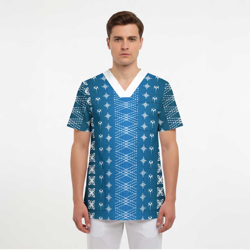Blue Samoa Malu Tattoo Inspired Scrub Top - Polynesian Pride