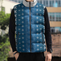 Blue Samoa Malu Tattoo Inspired Sleeveless Puffer Jacket - Polynesian Pride