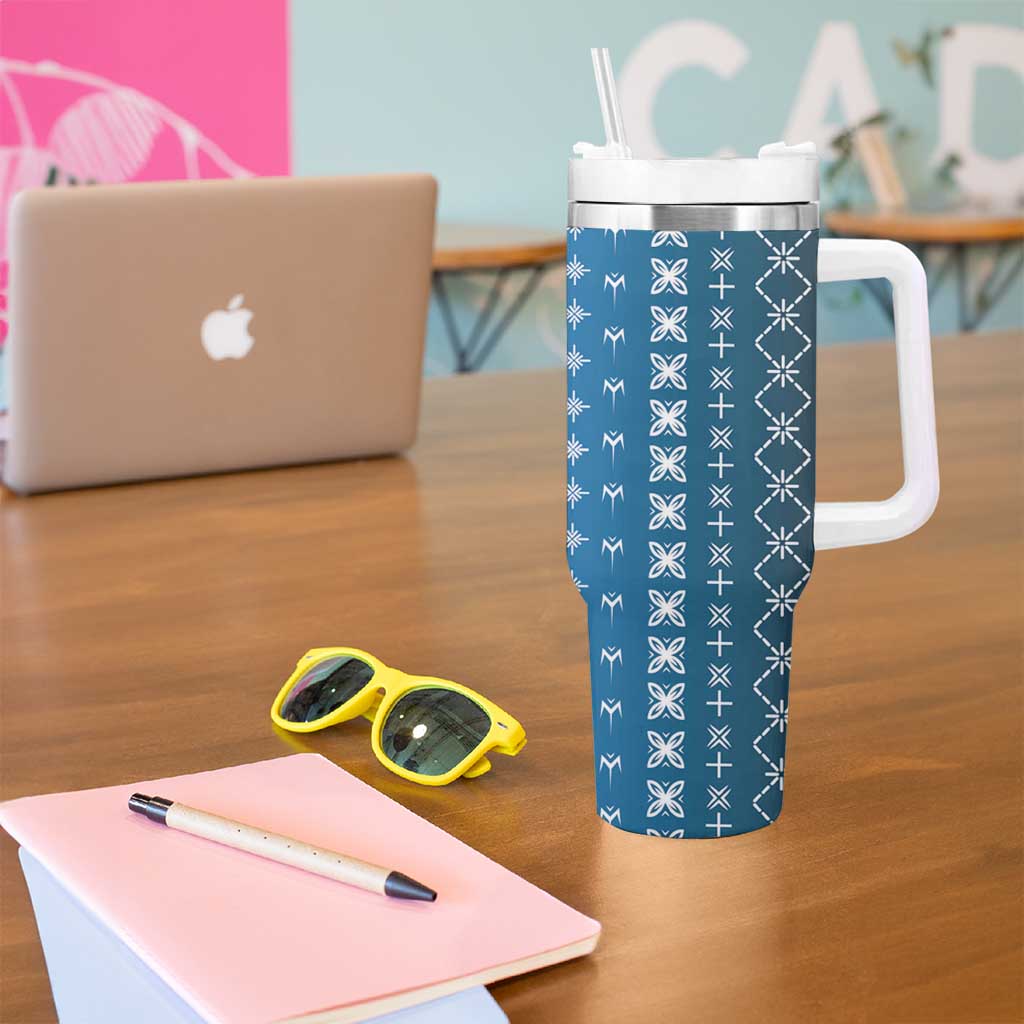 Blue Samoa Malu Tattoo Inspired Tumbler With Handle - Polynesian Pride