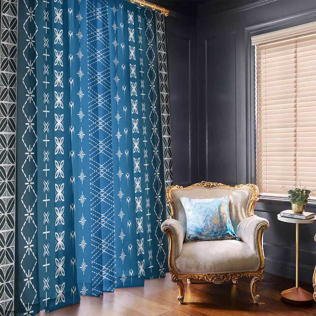 Blue Samoa Malu Tattoo Inspired Window Curtain - Polynesian Pride
