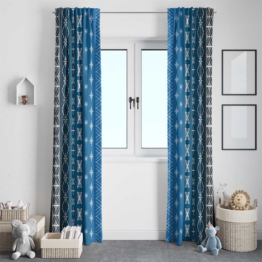 Blue Samoa Malu Tattoo Inspired Window Curtain - Polynesian Pride
