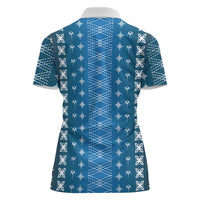 Blue Samoa Malu Tattoo Inspired Women Polo Shirt - Polynesian Pride