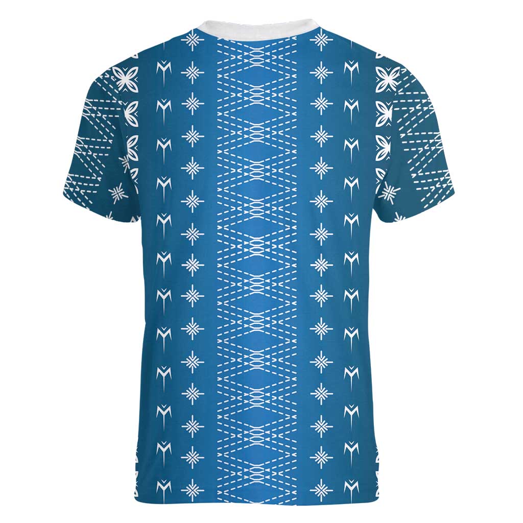 Blue Samoa Malu Tattoo Inspired Women V-Neck T-Shirt - Polynesian Pride