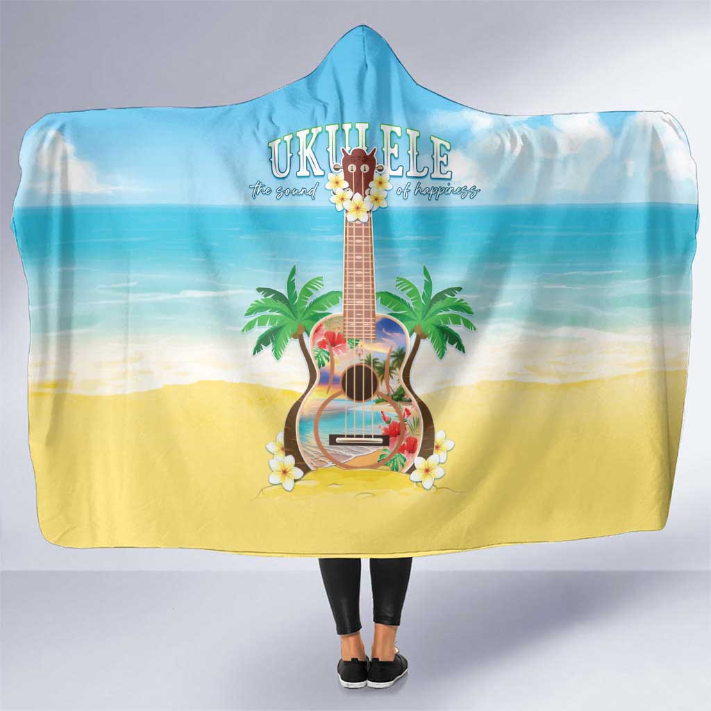 Hawaiian Ukulele Hooded Blanket Sound Of Happiness