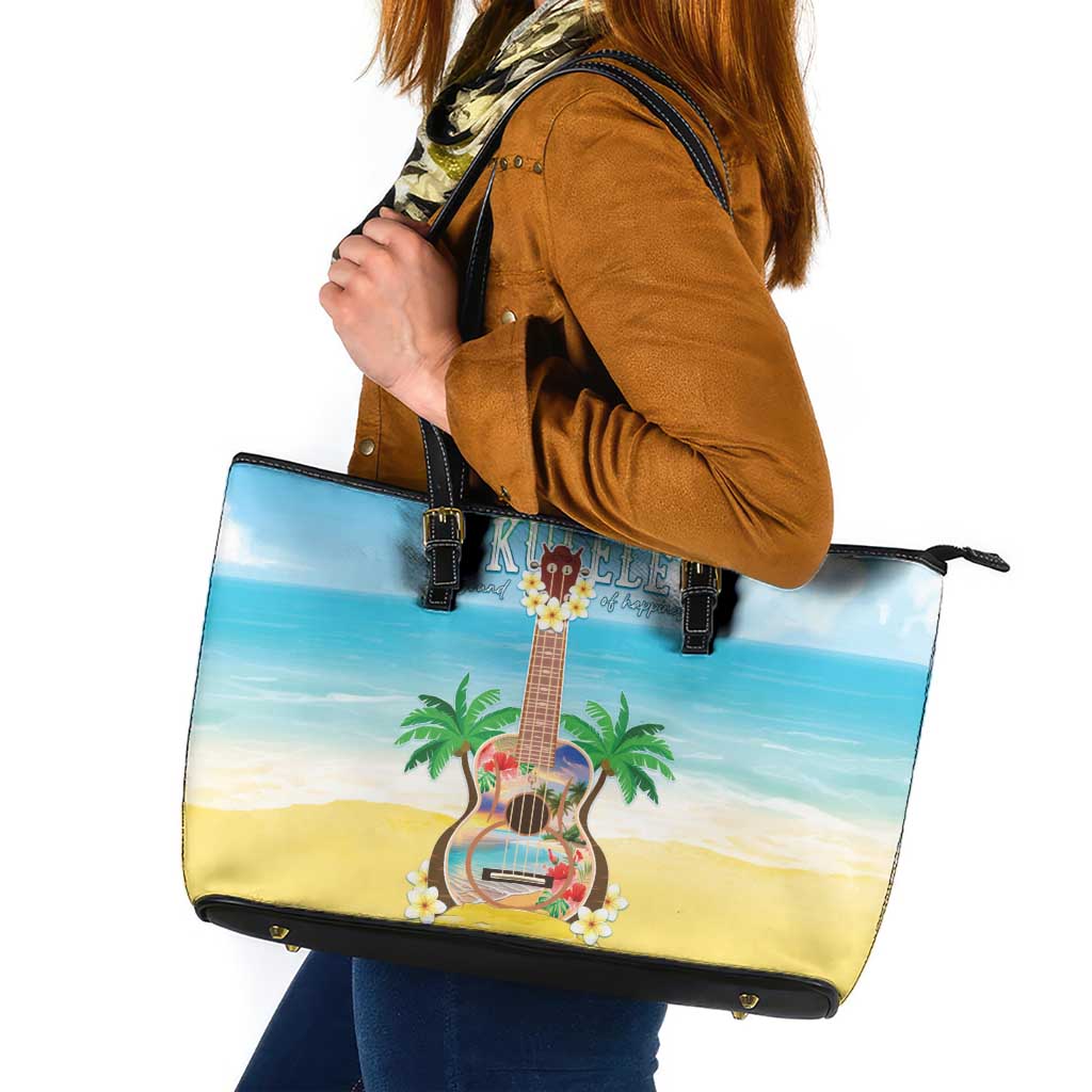 Hawaiian Ukulele Leather Tote Bag Sound Of Happiness