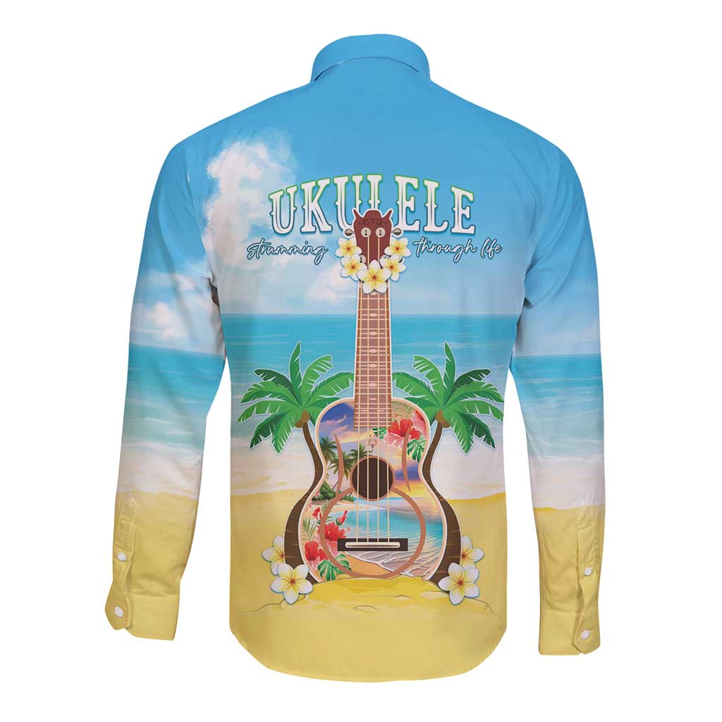 Hawaiian Ukulele Long Sleeve Button Shirt Sound Of Happiness