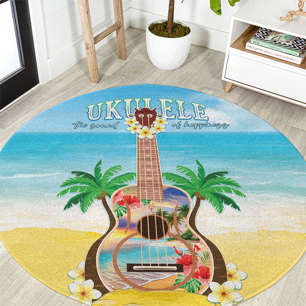 Hawaiian Ukulele Round Carpet Sound Of Happiness