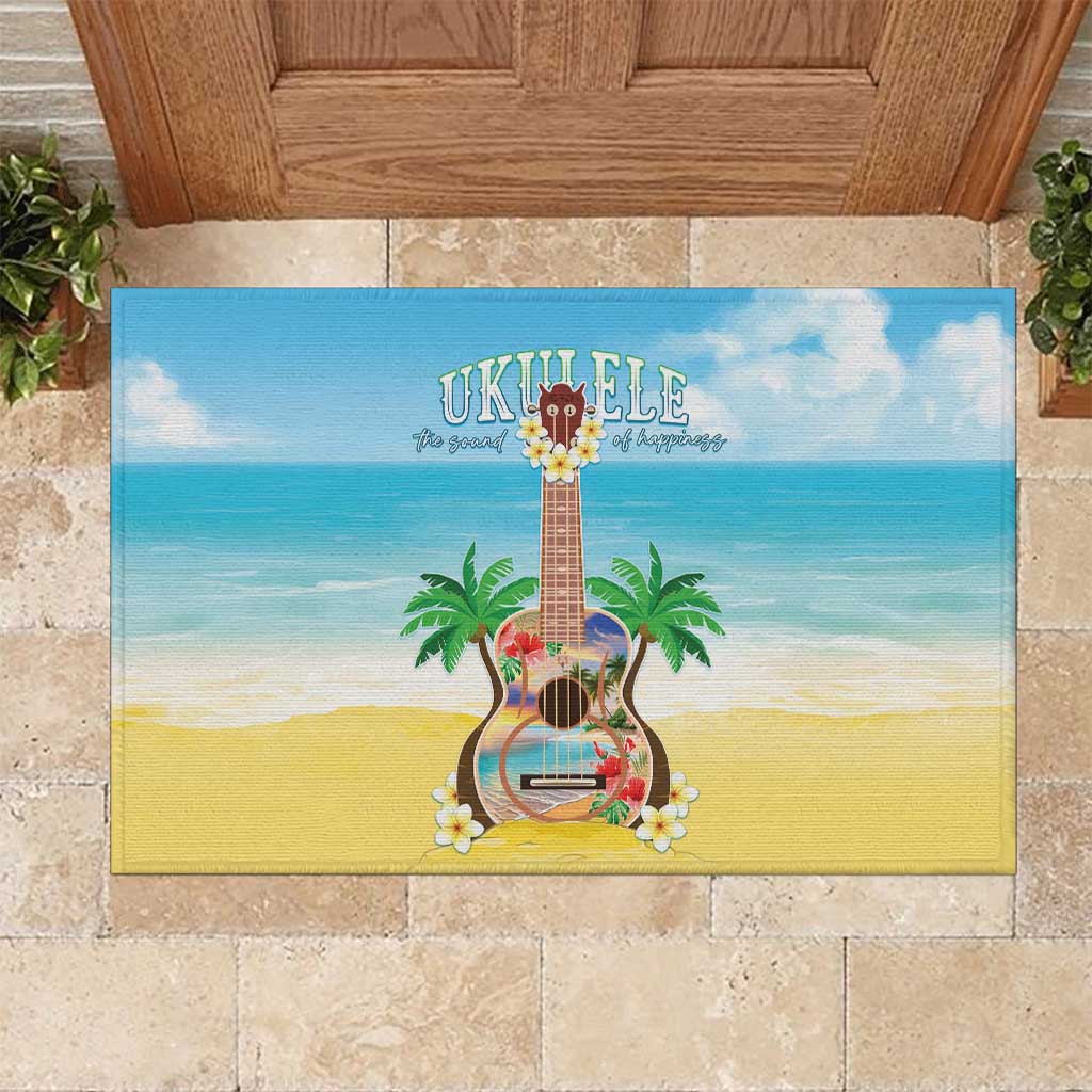 Hawaiian Ukulele Rubber Doormat Sound Of Happiness