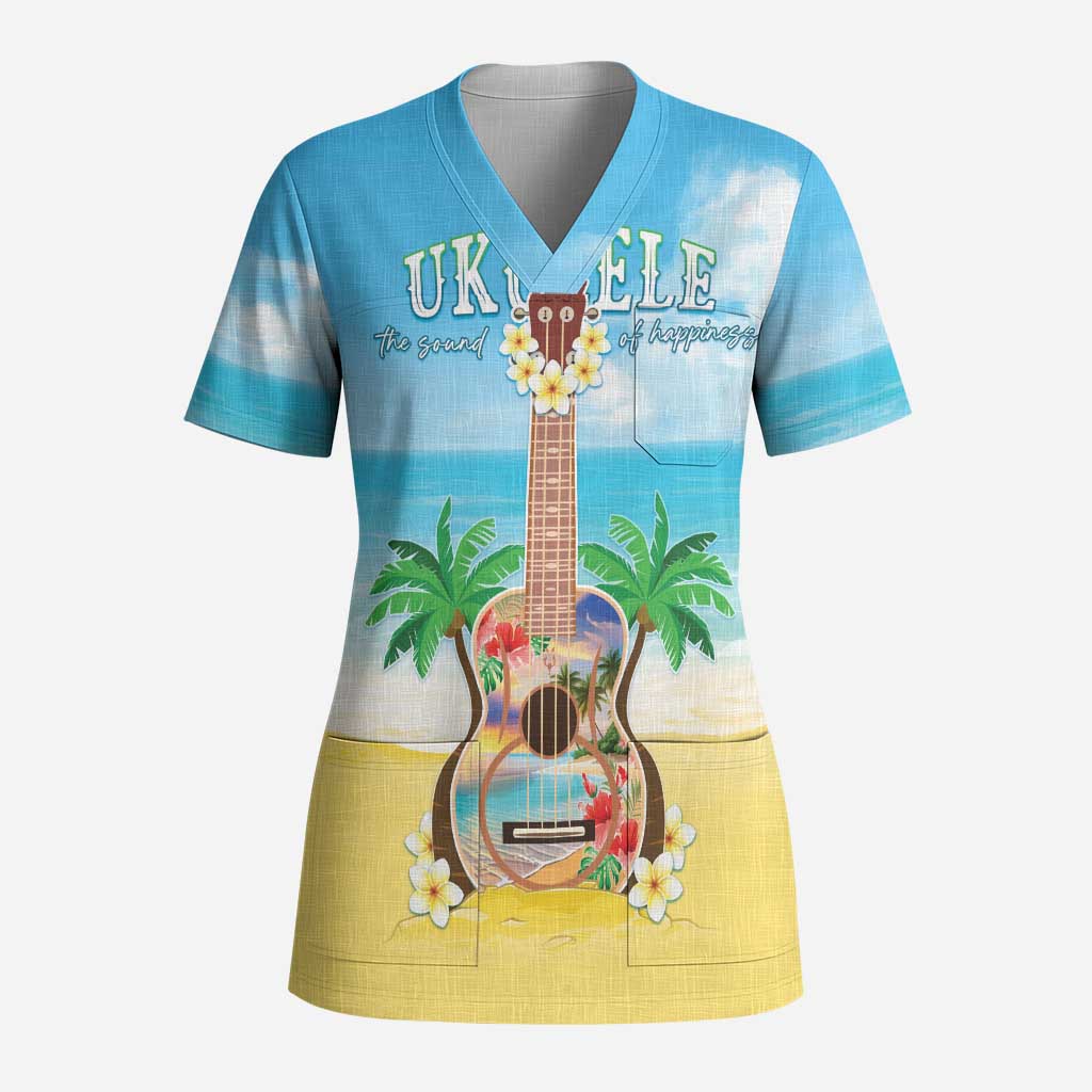 Hawaiian Ukulele Scrub Top Sound Of Happiness - Polynesian Pride
