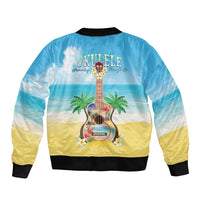 Hawaiian Ukulele Sleeve Zip Bomber Jacket Sound Of Happiness