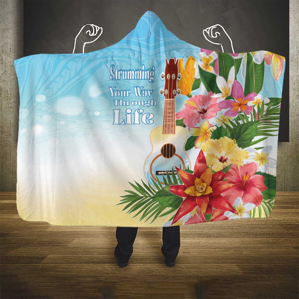 National Ukulele Day Hooded Blanket Tropical Vibe