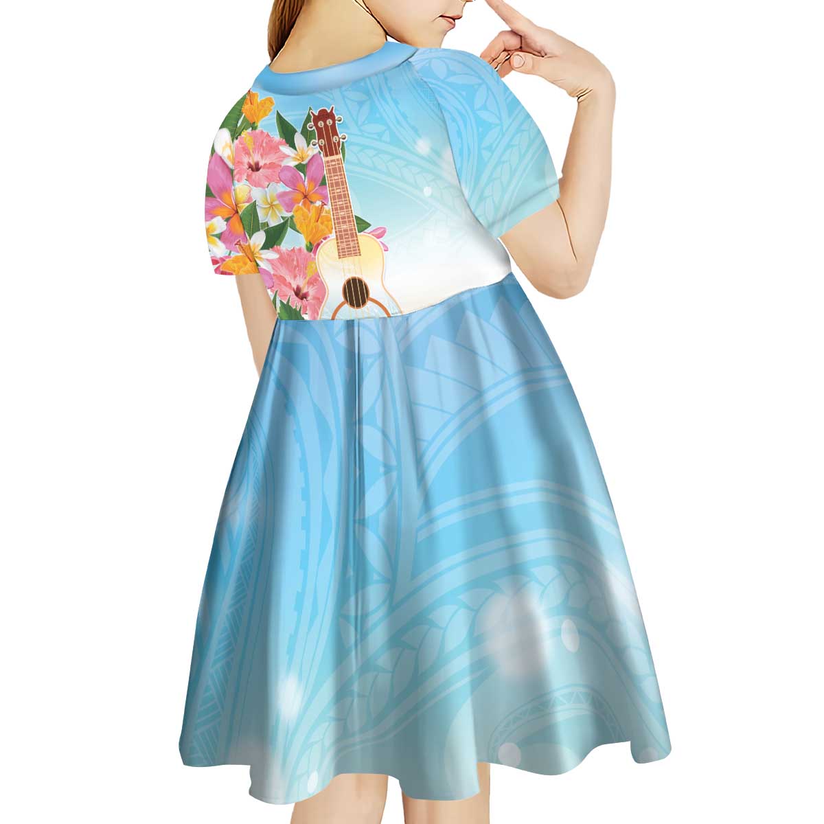 National Ukulele Day Kid Short Sleeve Dress Tropical Vibe LT05 - Polynesian Pride