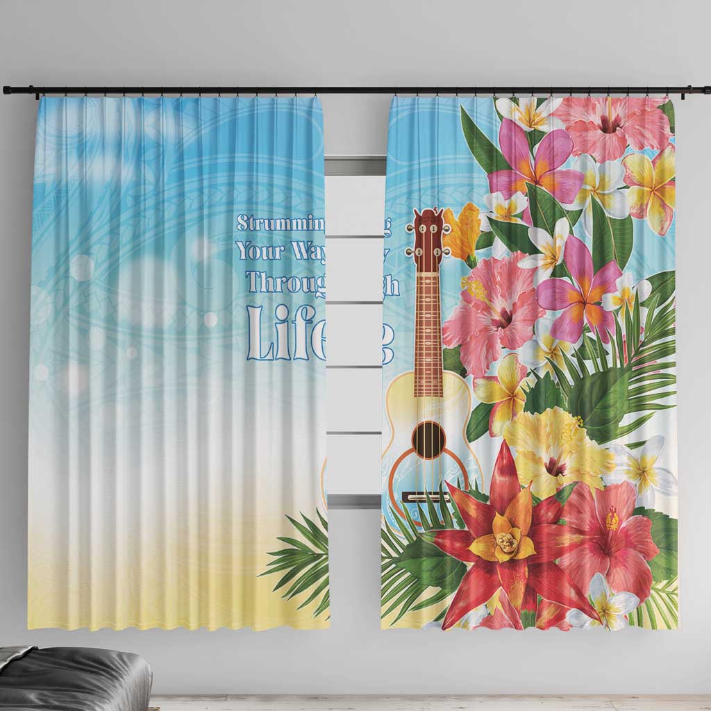 National Ukulele Day Window Curtain Tropical Vibe