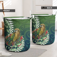 New Zealand Kea Bird Laundry Basket With Maori Koru Fern - Polynesian Pride