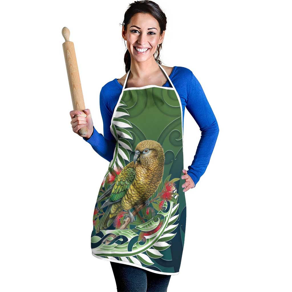 New Zealand Kea Bird Apron With Maori Koru Fern - Polynesian Pride