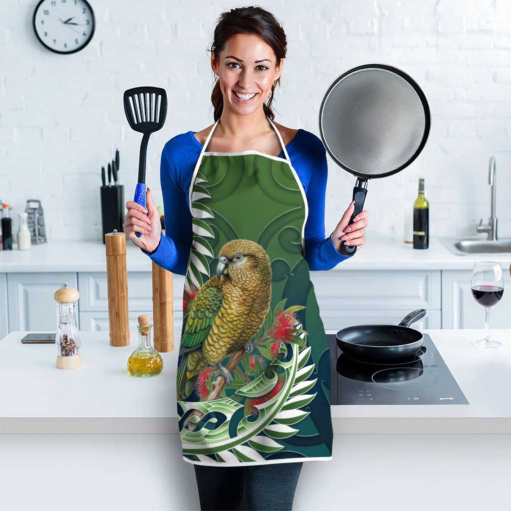 New Zealand Kea Bird Apron With Maori Koru Fern - Polynesian Pride