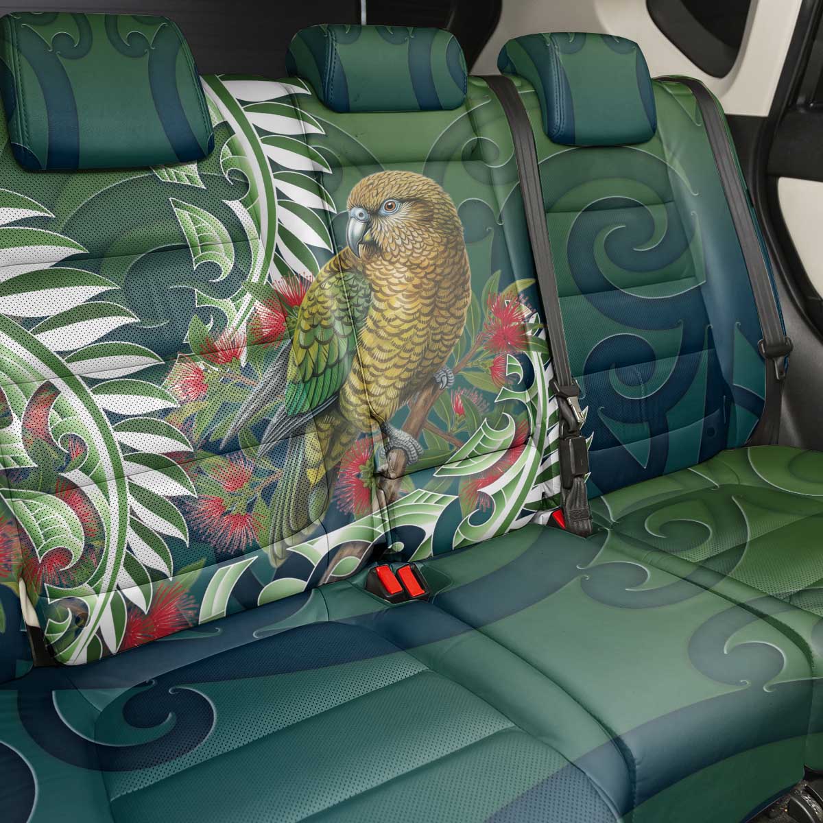 New Zealand Kea Bird Back Car Seat Cover With Maori Koru Fern - Polynesian Pride