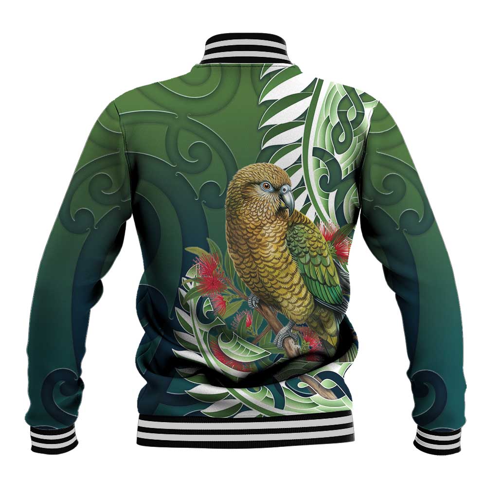 New Zealand Kea Bird Baseball Jacket With Maori Koru Fern - Polynesian Pride
