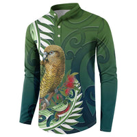 New Zealand Kea Bird Button Sweatshirt With Maori Koru Fern - Polynesian Pride