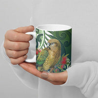 New Zealand Kea Bird Ceramic Mug With Maori Koru Fern - Polynesian Pride
