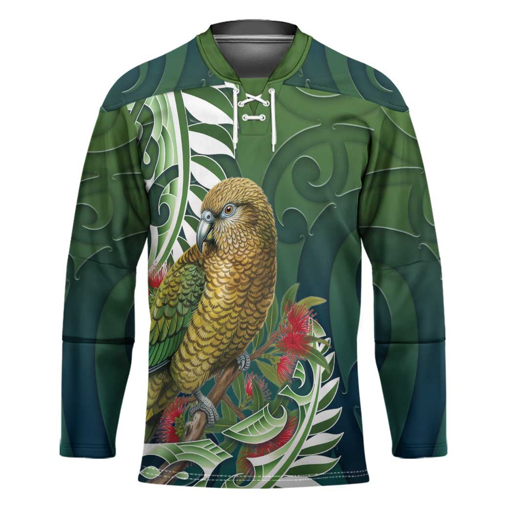 New Zealand Kea Bird Hockey Jersey With Maori Koru Fern - Polynesian Pride