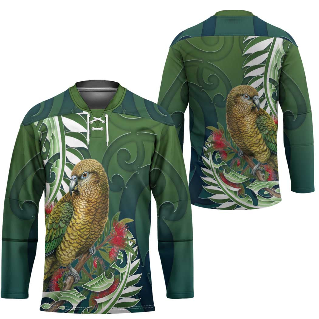 New Zealand Kea Bird Hockey Jersey With Maori Koru Fern - Polynesian Pride