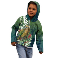 New Zealand Kea Bird Kid Hoodie With Maori Koru Fern - Polynesian Pride