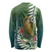 New Zealand Kea Bird Long Sleeve Shirt With Maori Koru Fern - Polynesian Pride