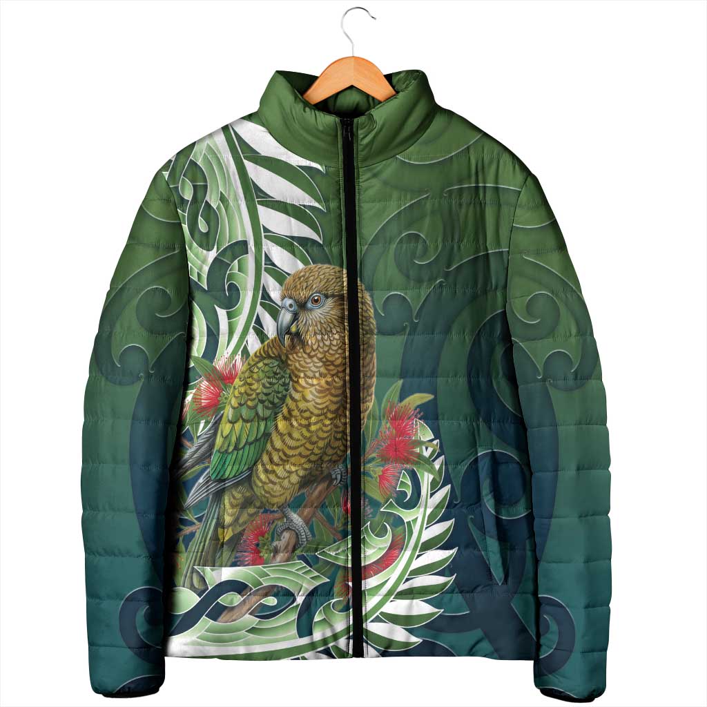New Zealand Kea Bird Padded Jacket With Maori Koru Fern - Polynesian Pride