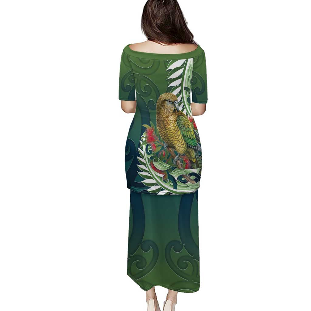 New Zealand Kea Bird Puletasi With Maori Koru Fern - Polynesian Pride