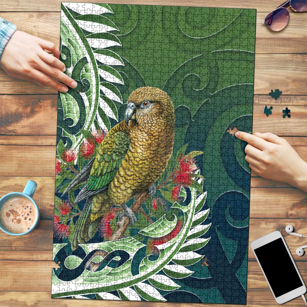 New Zealand Kea Bird Puzzle With Maori Koru Fern - Polynesian Pride