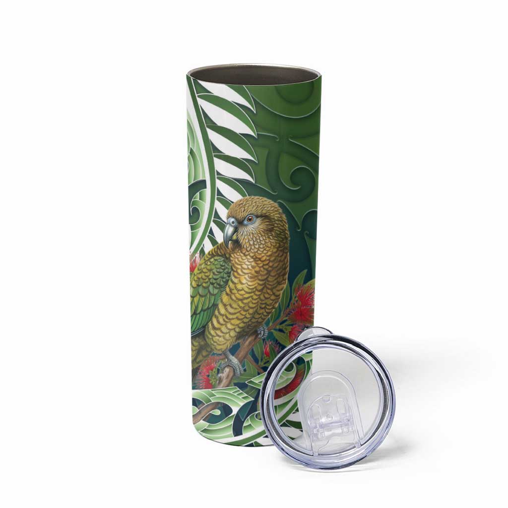 New Zealand Kea Bird Skinny Tumbler With Maori Koru Fern LT05 - Polynesian Pride