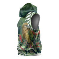 New Zealand Kea Bird Sleeveless Hoodie With Maori Koru Fern LT05 - Polynesian Pride