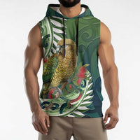 New Zealand Kea Bird Sleeveless Hoodie With Maori Koru Fern LT05 - Polynesian Pride