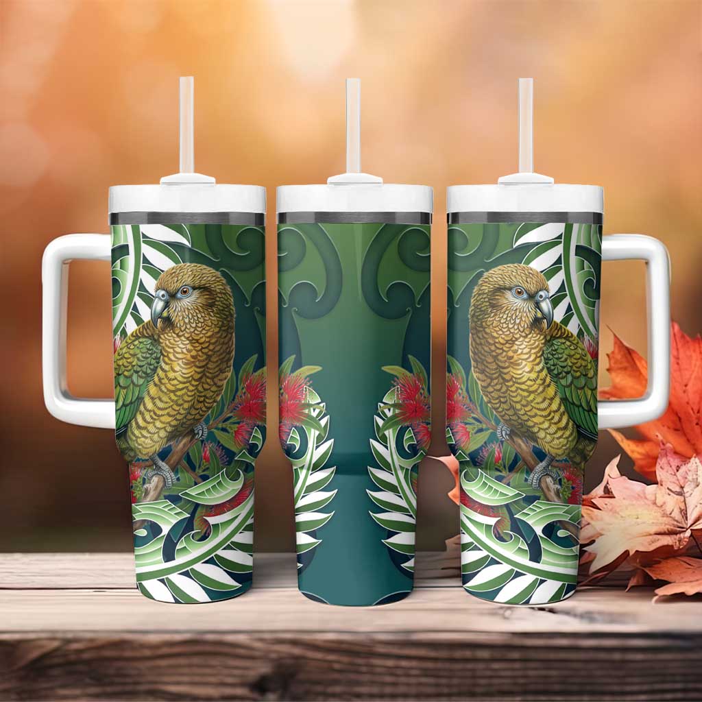 New Zealand Kea Bird Tumbler With Handle With Maori Koru Fern - Polynesian Pride