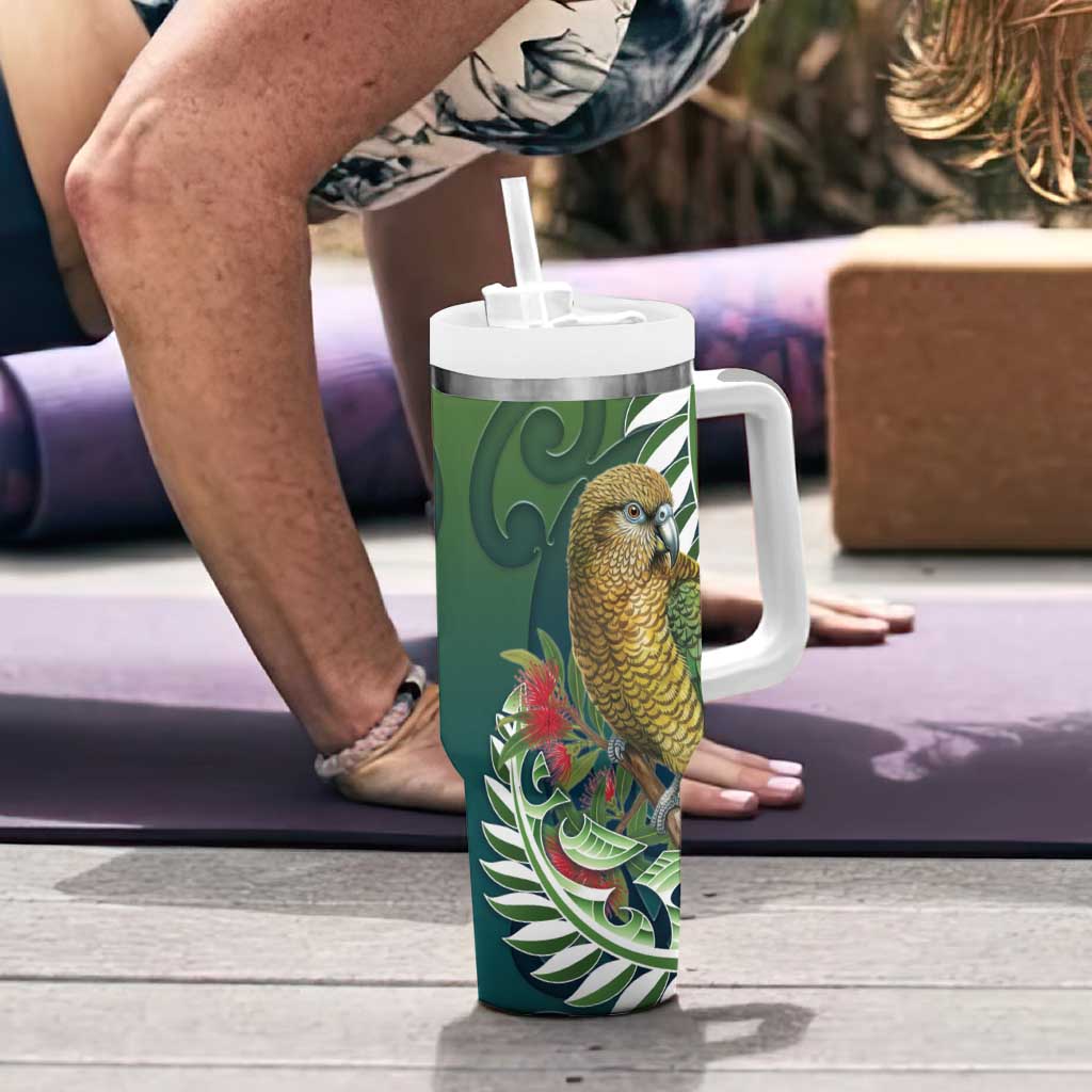 New Zealand Kea Bird Tumbler With Handle With Maori Koru Fern - Polynesian Pride