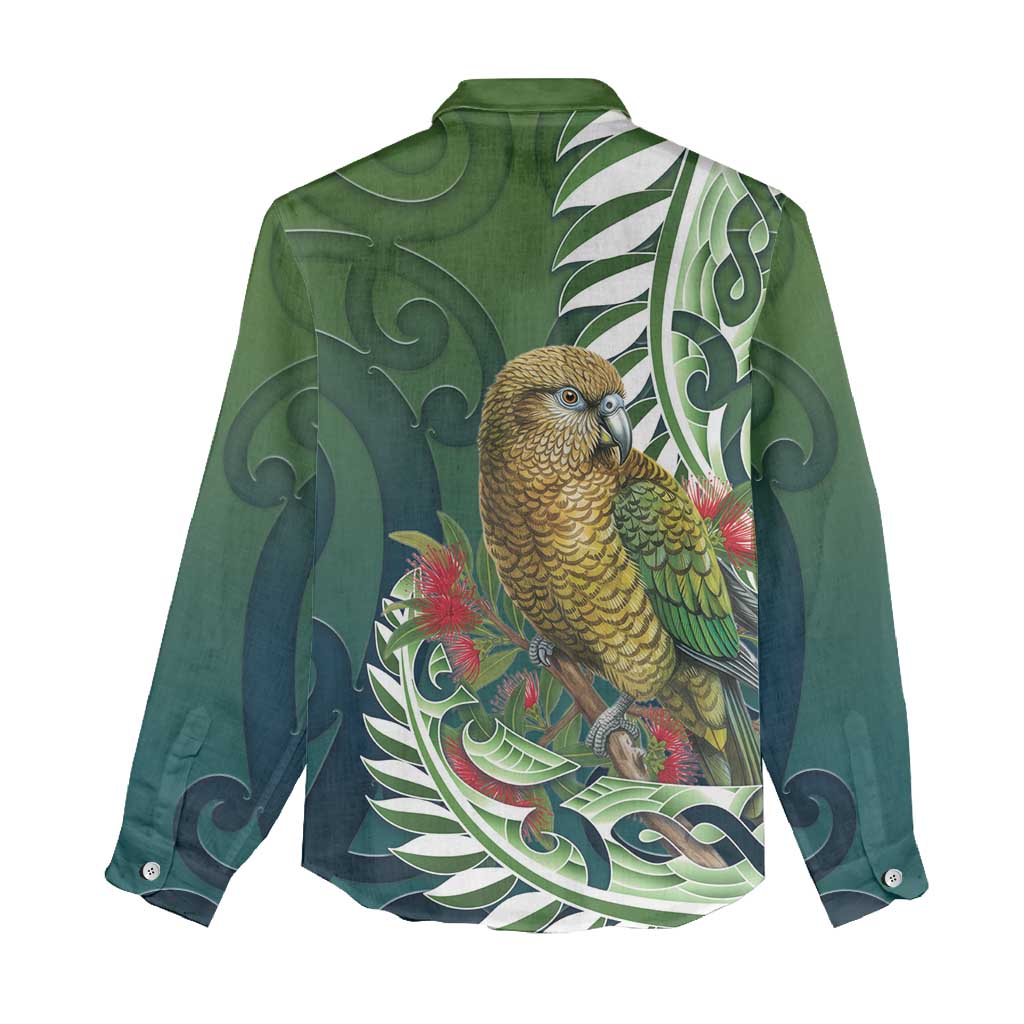 New Zealand Kea Bird Women Casual Shirt With Maori Koru Fern LT05 - Polynesian Pride