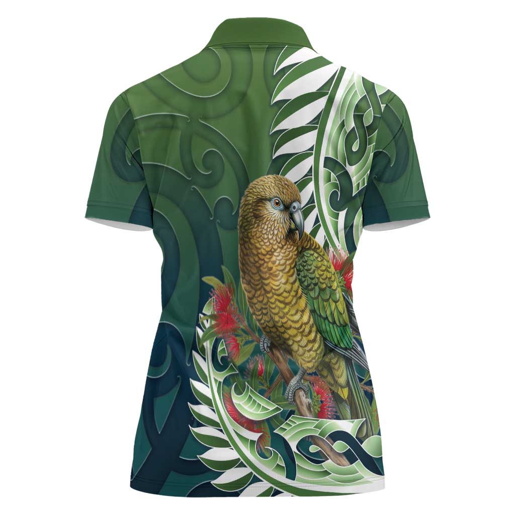 New Zealand Kea Bird Women Polo Shirt With Maori Koru Fern LT05 - Polynesian Pride
