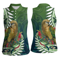 New Zealand Kea Bird Women Sleeveless Polo Shirt With Maori Koru Fern LT05 - Polynesian Pride