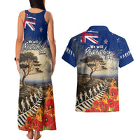New Zealand ANZAC Day Couples Matching Tank Maxi Dress and Hawaiian Shirt The Lonesome Pine With Soldier Fern LT05 - Polynesian Pride