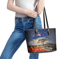 New Zealand ANZAC Day Leather Tote Bag The Lonesome Pine With Soldier Fern LT05 - Polynesian Pride