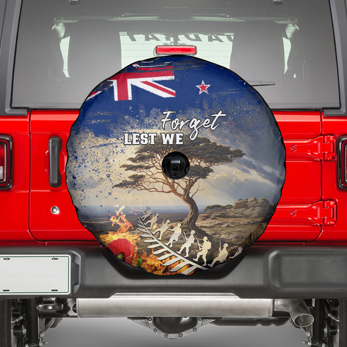 New Zealand ANZAC Day Spare Tire Cover The Lonesome Pine With Soldier Fern LT05 - Polynesian Pride