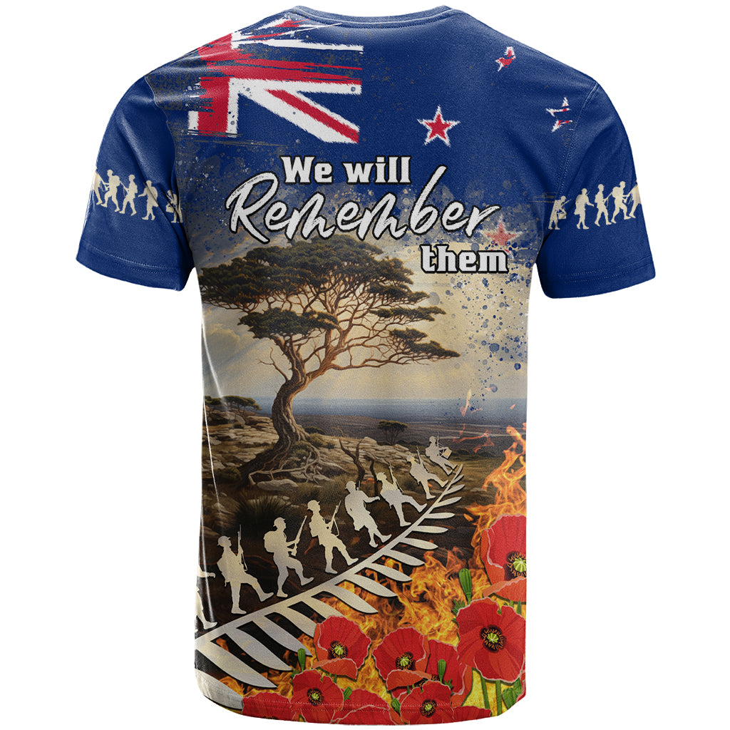 New Zealand ANZAC Day T Shirt The Lonesome Pine With Soldier Fern LT05 - Polynesian Pride