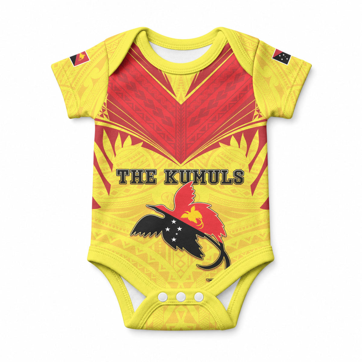 Papua New Guinea Rugby Custom Baby Onesie Kumuls Heritage LT05 Yellow - Polynesian Pride