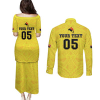 Papua New Guinea Rugby Custom Couples Matching Puletasi and Long Sleeve Button Shirt Kumuls Heritage