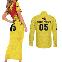 Papua New Guinea Rugby Custom Couples Matching Short Sleeve Bodycon Dress and Long Sleeve Button Shirt Kumuls Heritage
