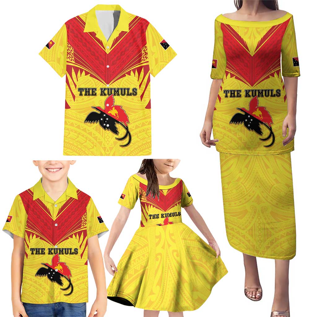 Papua New Guinea Rugby Custom Family Matching Puletasi and Hawaiian Shirt Kumuls Heritage LT05 - Polynesian Pride