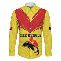 Papua New Guinea Rugby Custom Family Matching Short Sleeve Bodycon Dress and Hawaiian Shirt Kumuls Heritage LT05 Dad's Shirt - Long Sleeve Yellow - Polynesian Pride