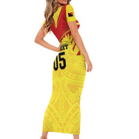 Papua New Guinea Rugby Custom Family Matching Short Sleeve Bodycon Dress and Hawaiian Shirt Kumuls Heritage LT05 - Polynesian Pride